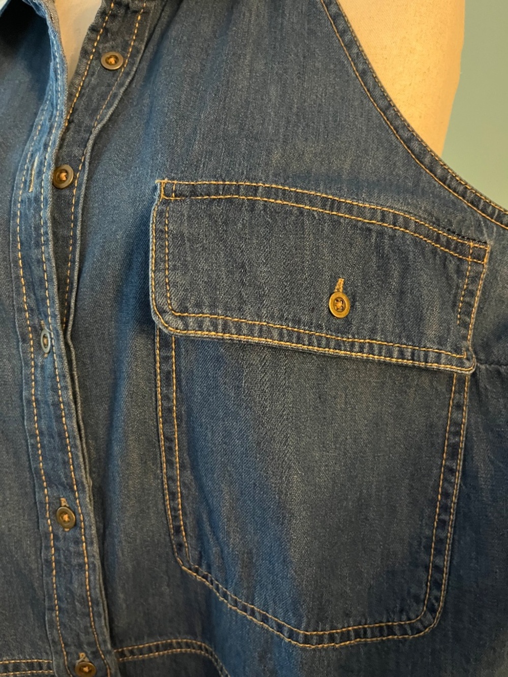 Pilcro Denim Halter Midi Swing Dress | Utility Pockets | Size 2X - Picture 4 of 9